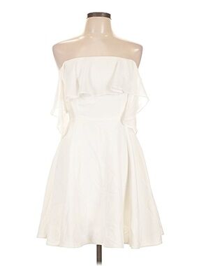 Lulu's White Off the Shoulder Ruffle Fit & Flare Mini Dress